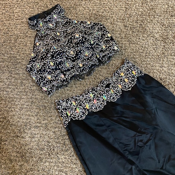 NWT Rachel Allan Black Two Piece Gown - Picture 3 of 7